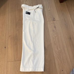 Paige Anessa ankle wide leg beige twill, belted  pant sz 28